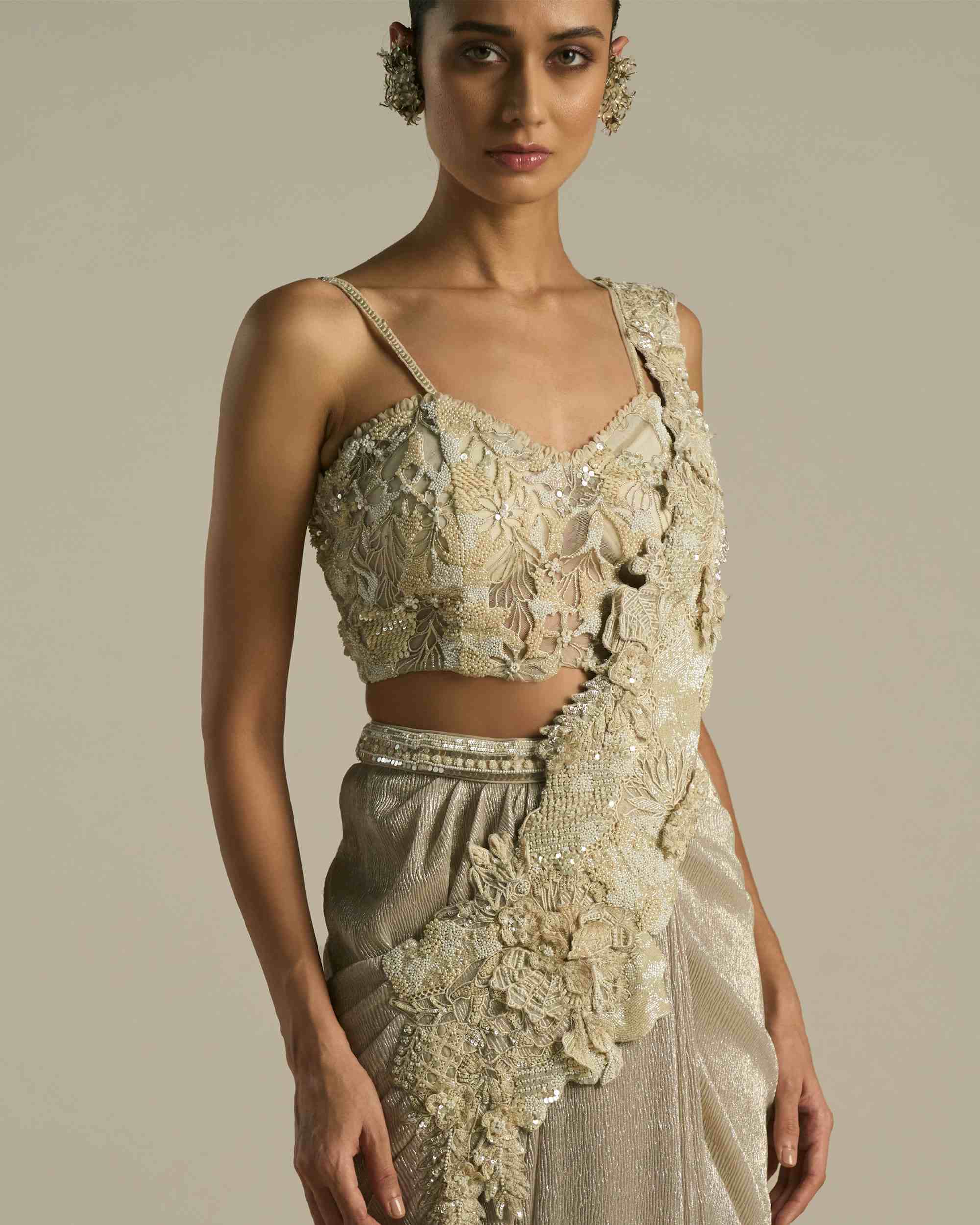 Island Floral Stitched Saree