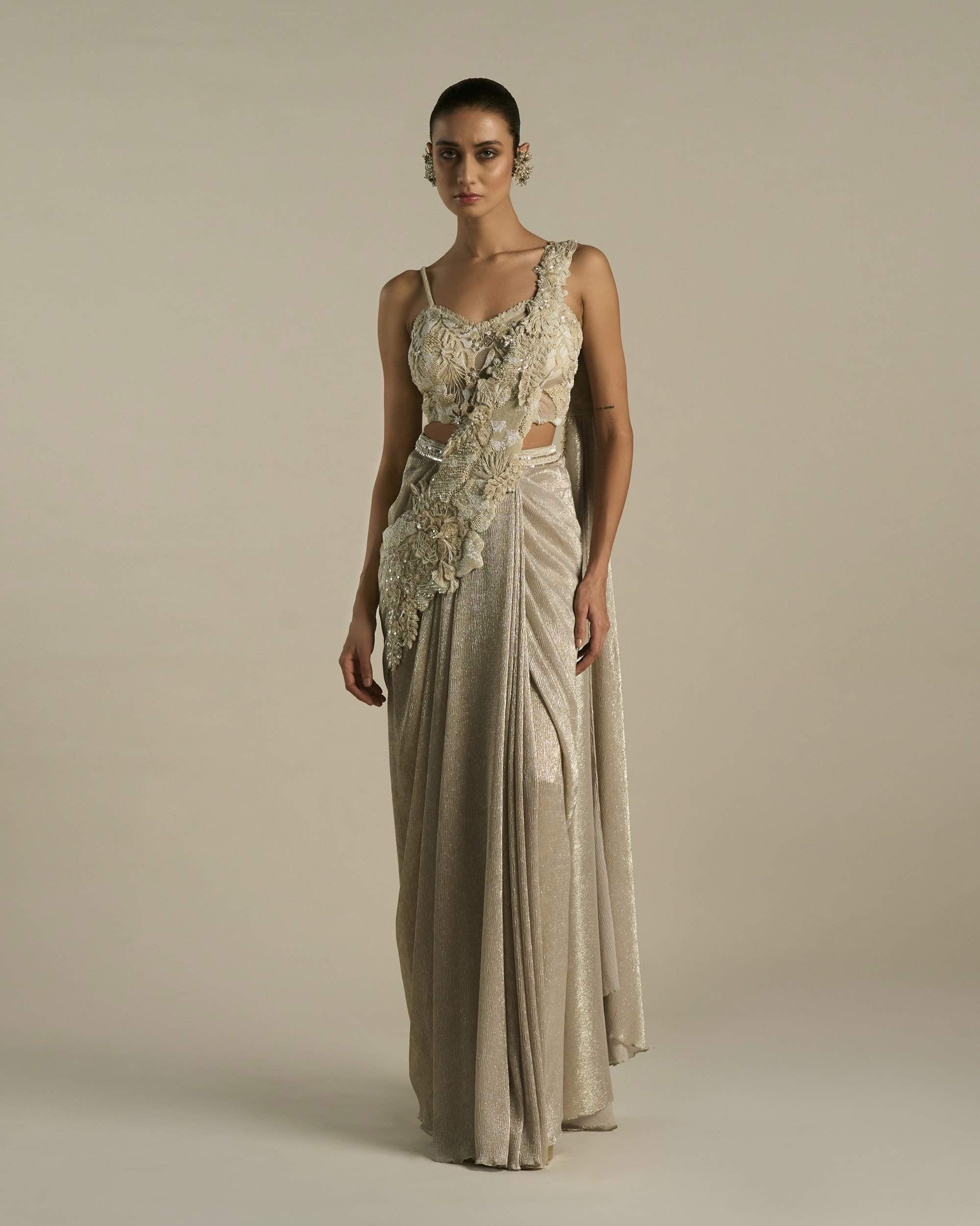 Island Floral Stitched Saree