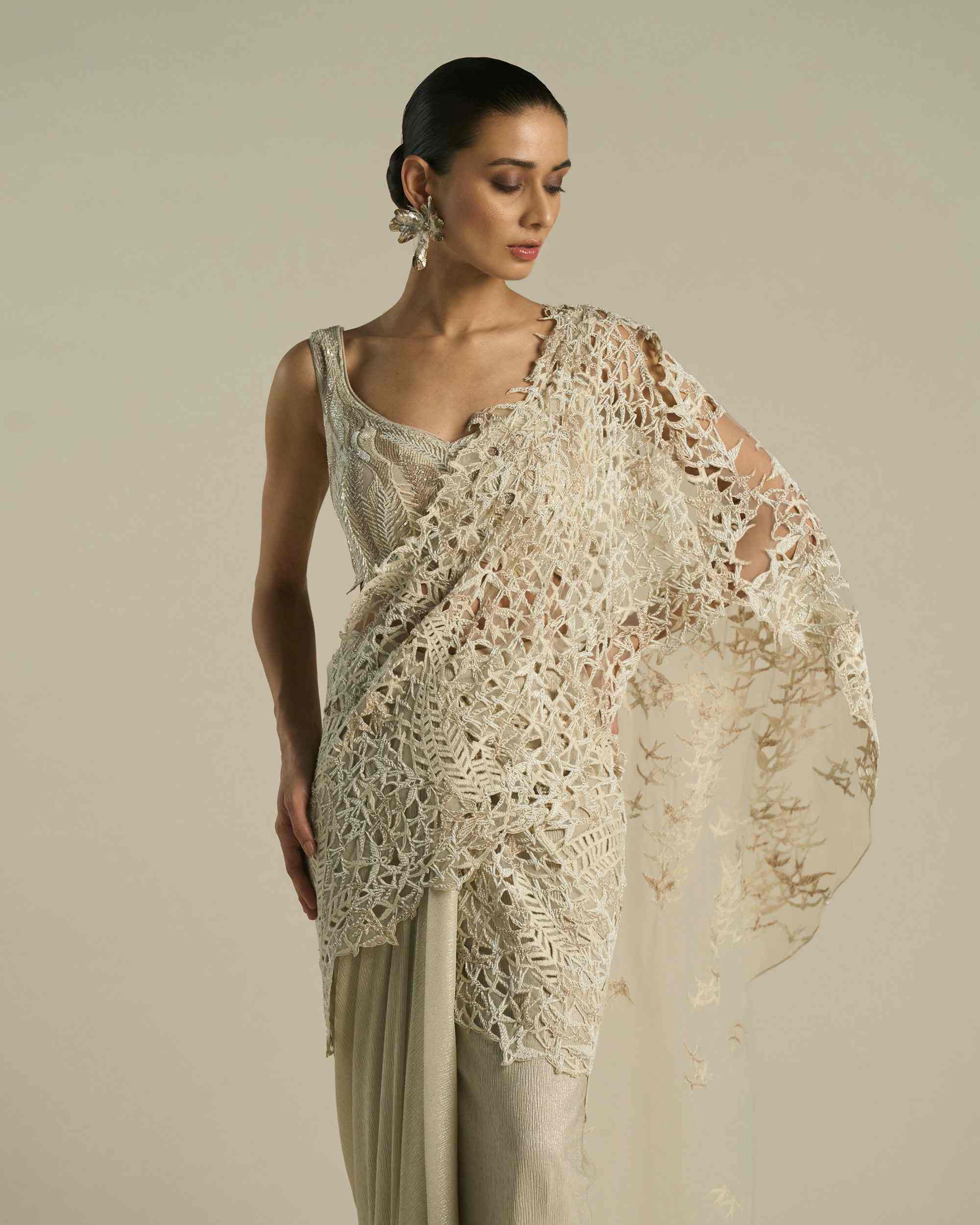 Swarm Bird Pre-Draped Saree