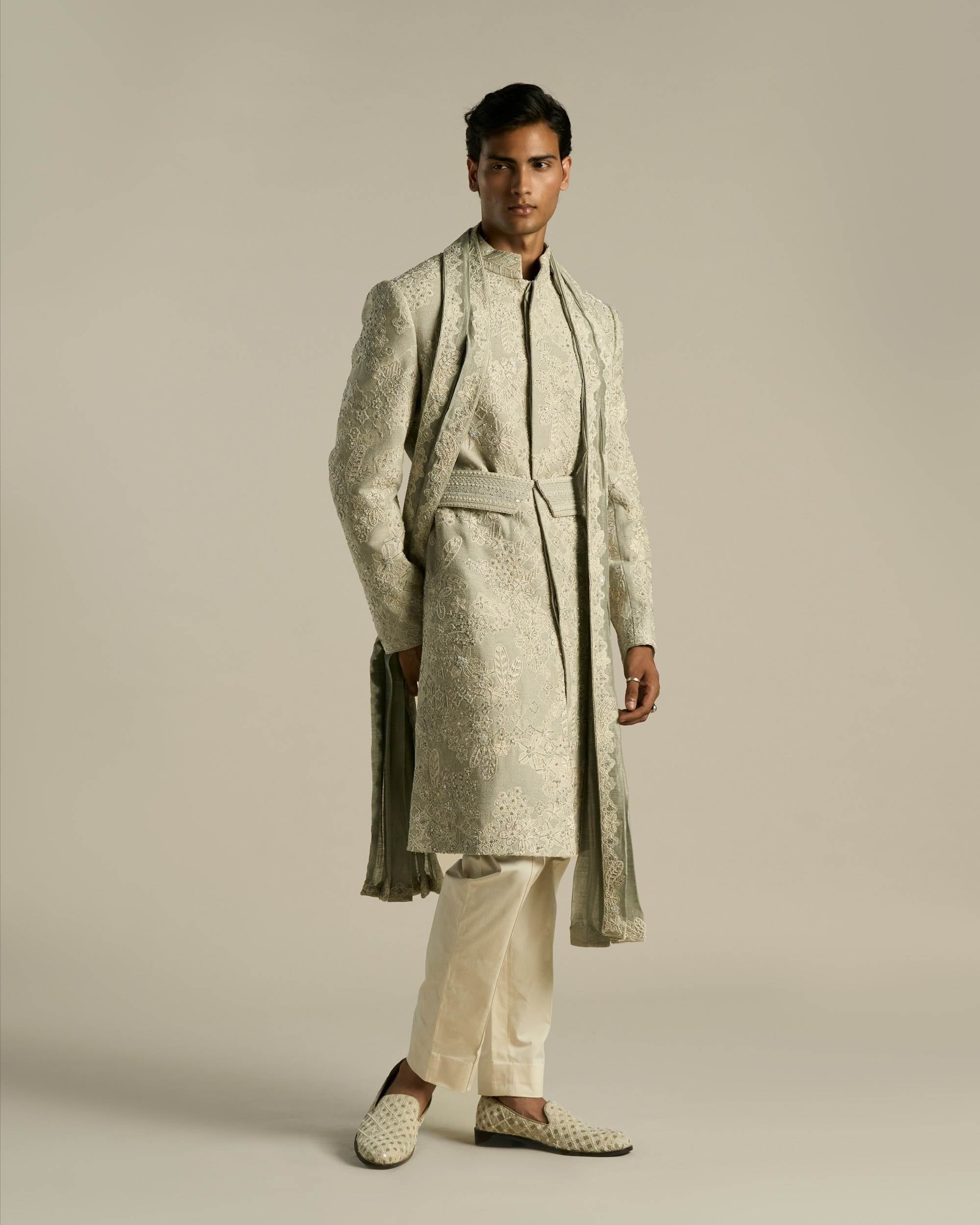 Floral Palm Jharokha Sherwani