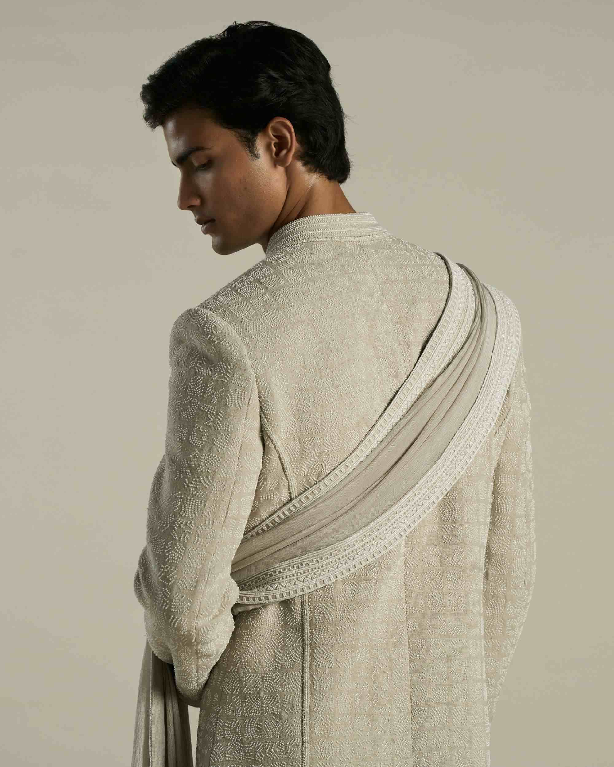 Ruin Grid Sherwani Set