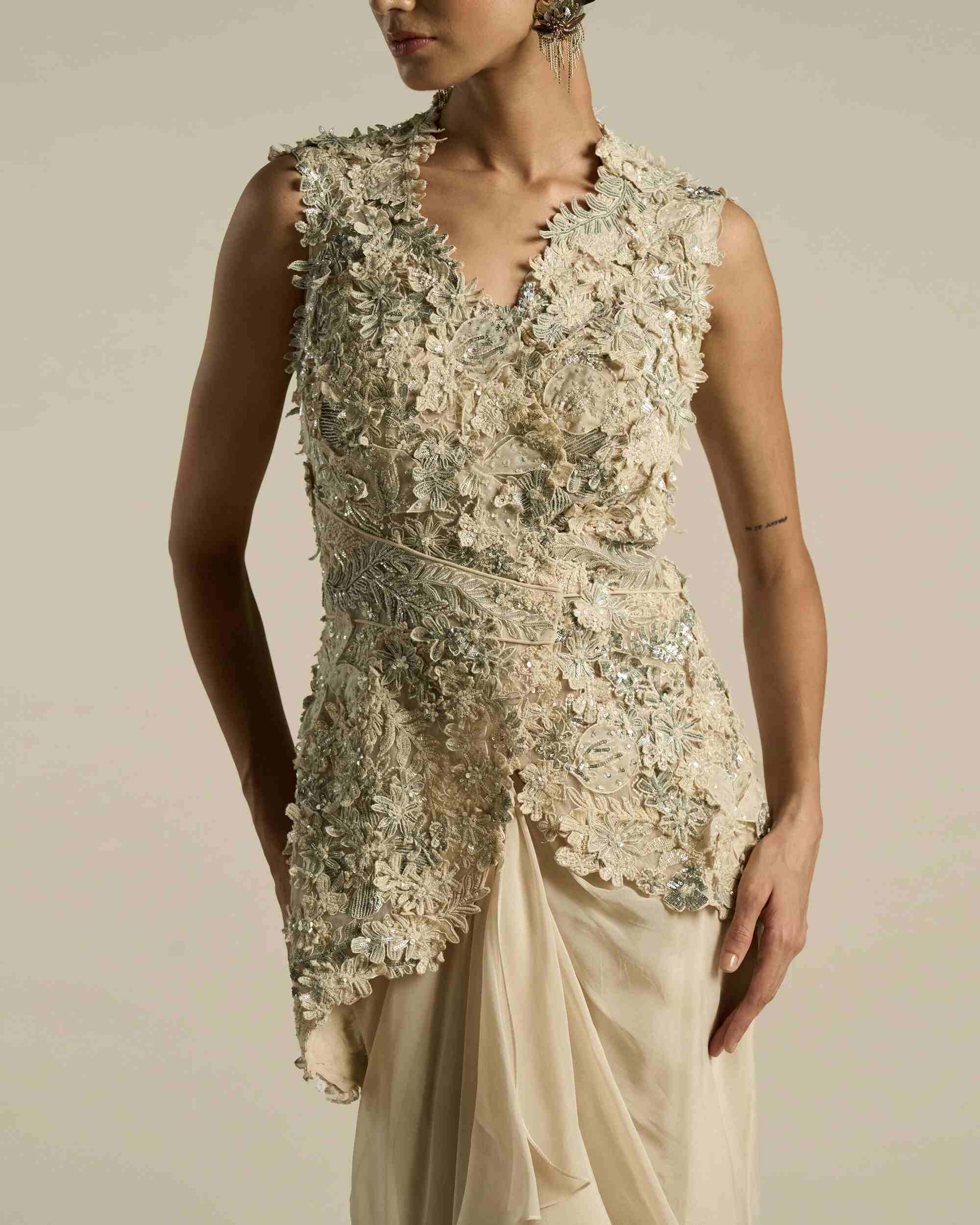 Botanical 3D Overlap Jacket Set