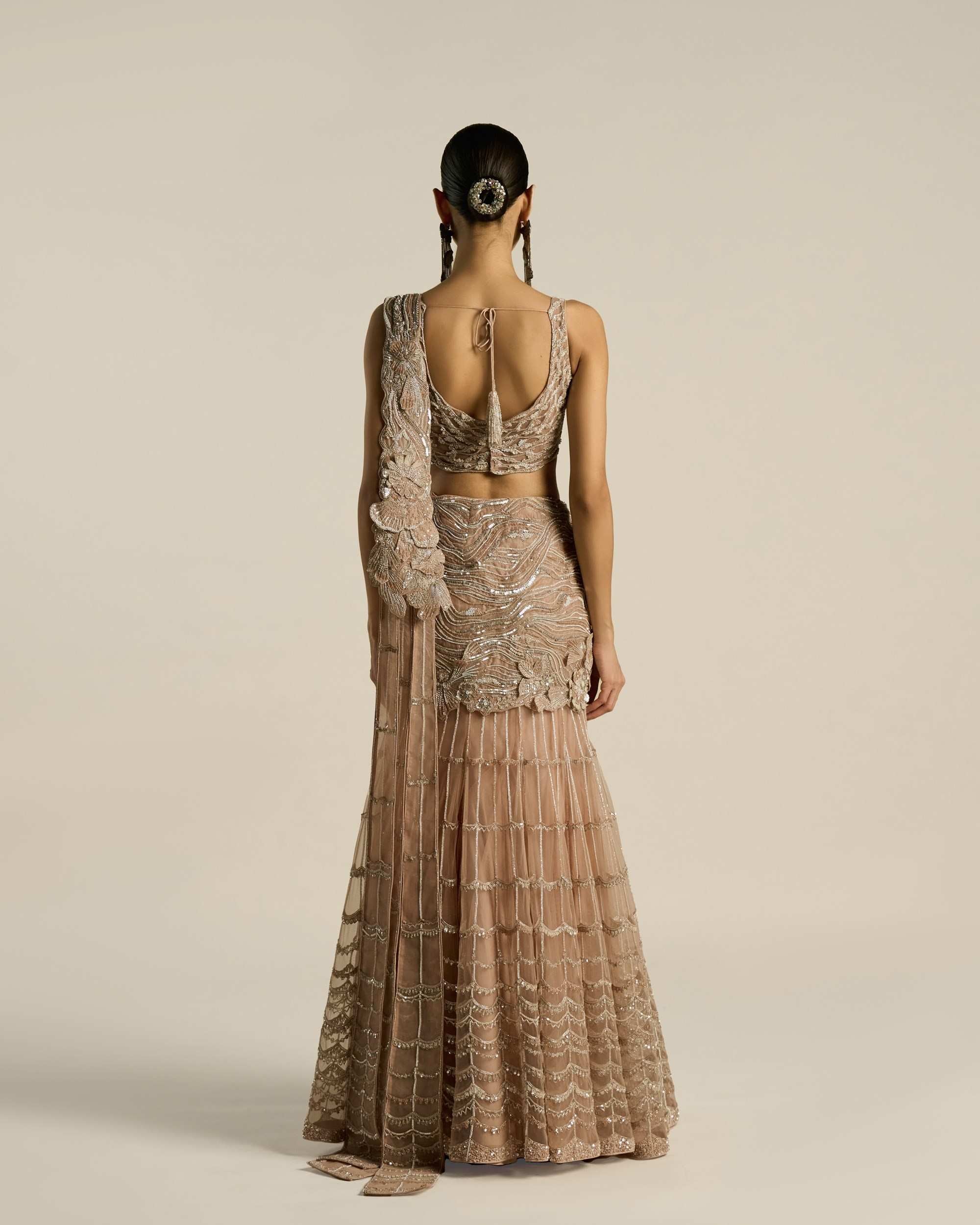 Floral Scallop Pre-Stitched Saree