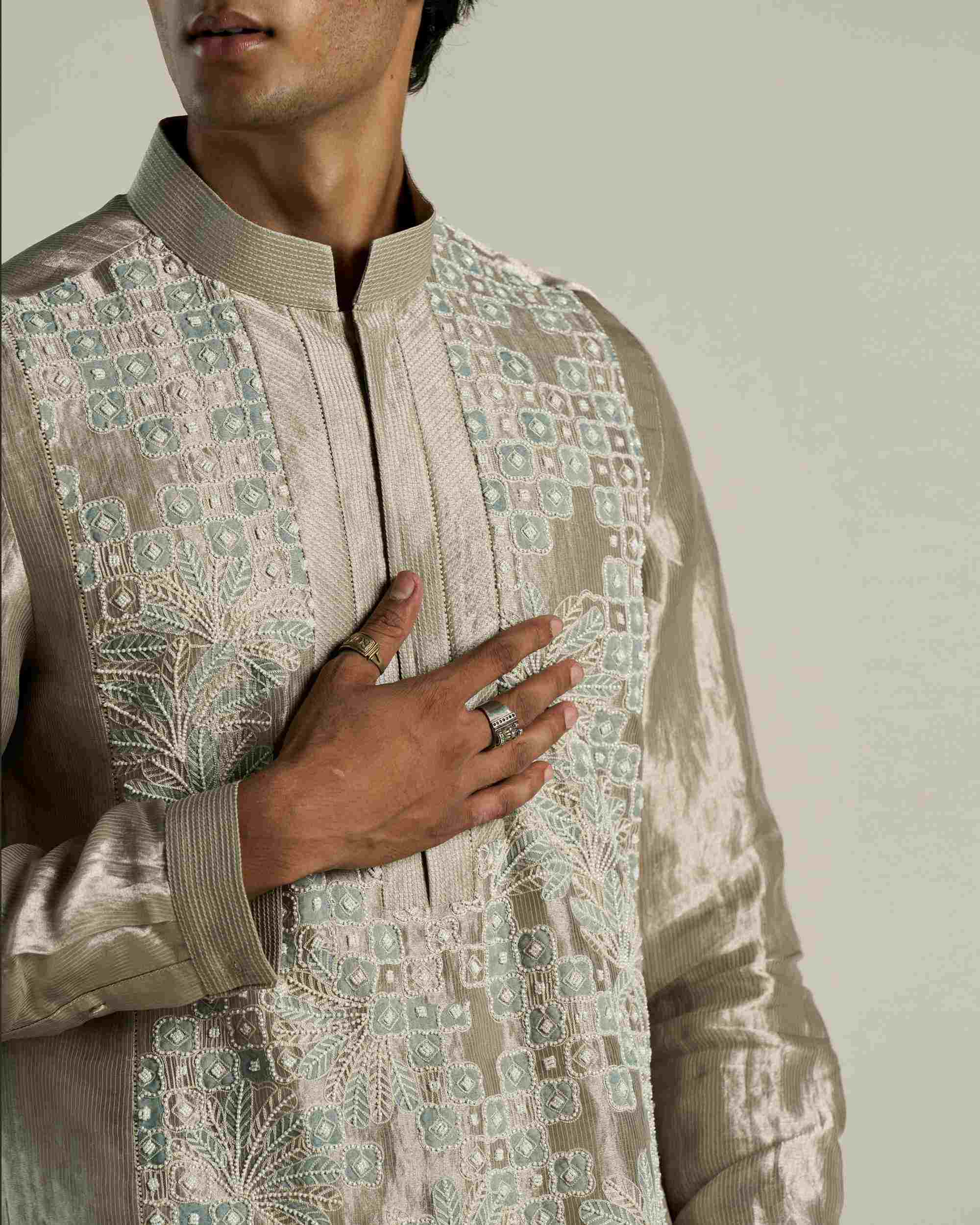 Palm Jharokha Tissue Kurta