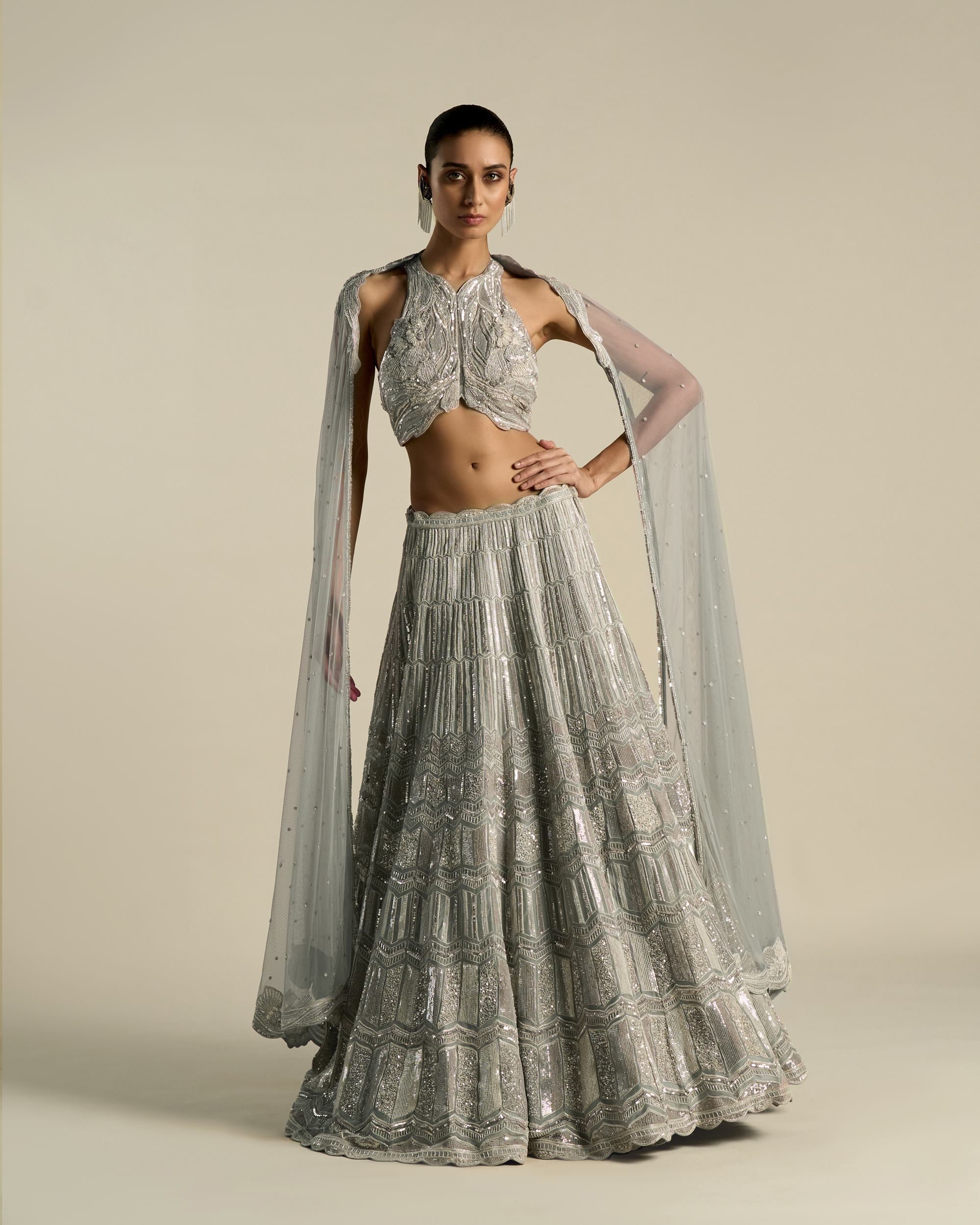 Art Deco Multi Sequin Lehenga Set