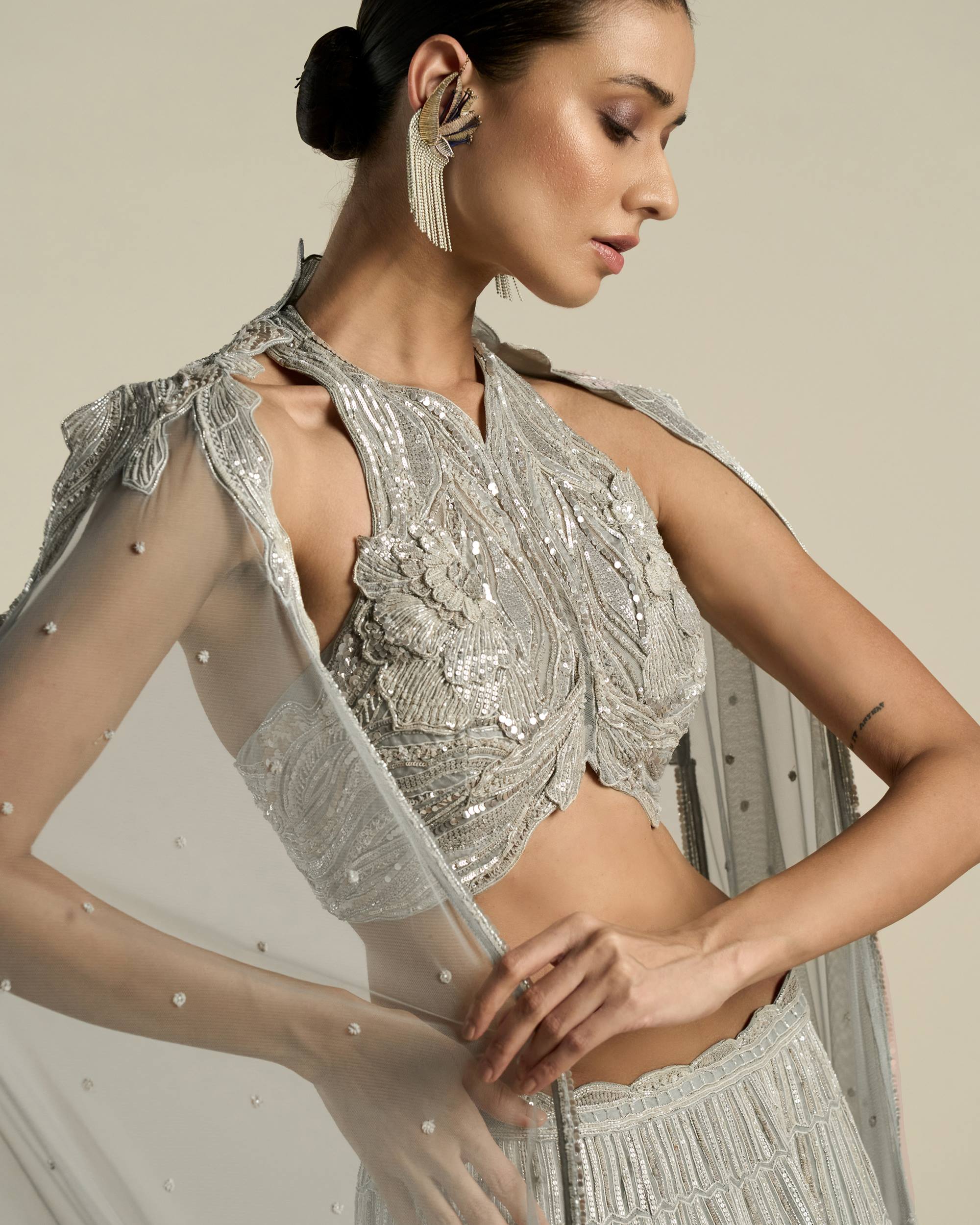 Art Deco Multi Sequin Lehenga Set