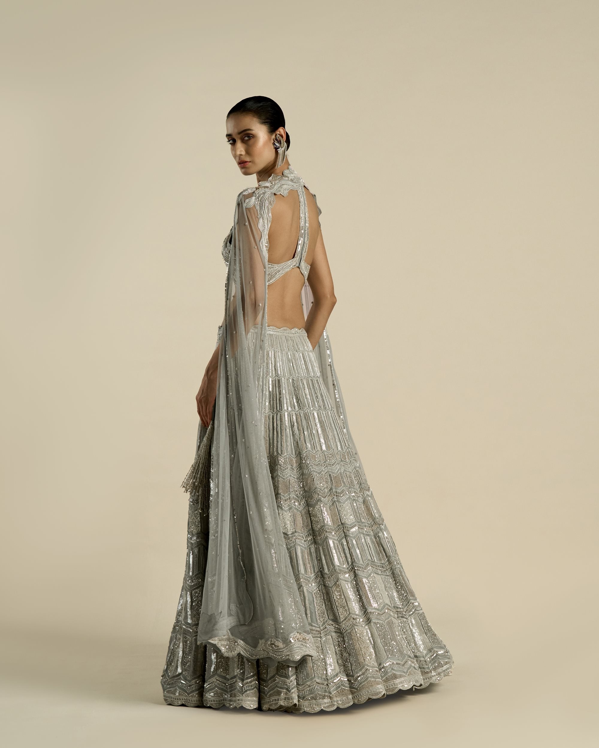 Art Deco Multi Sequin Lehenga Set