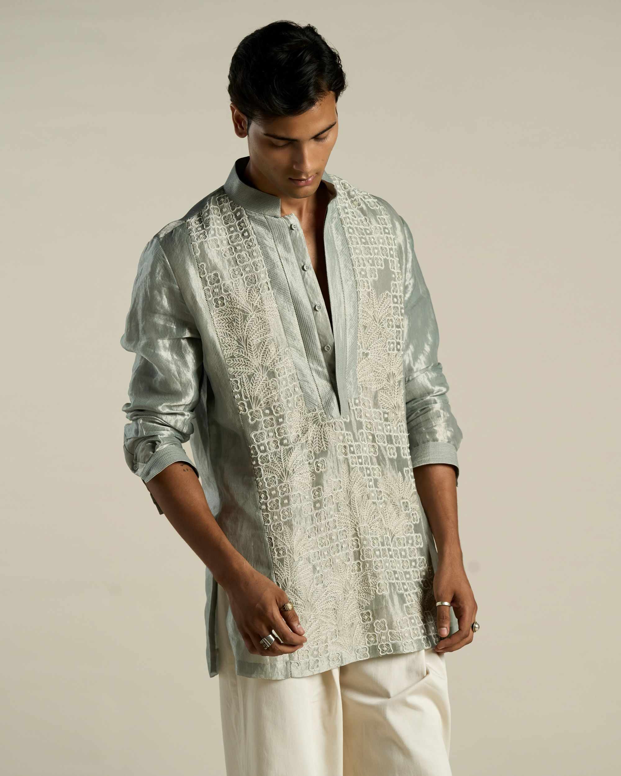 Palm Jharokha Tissue Kurta