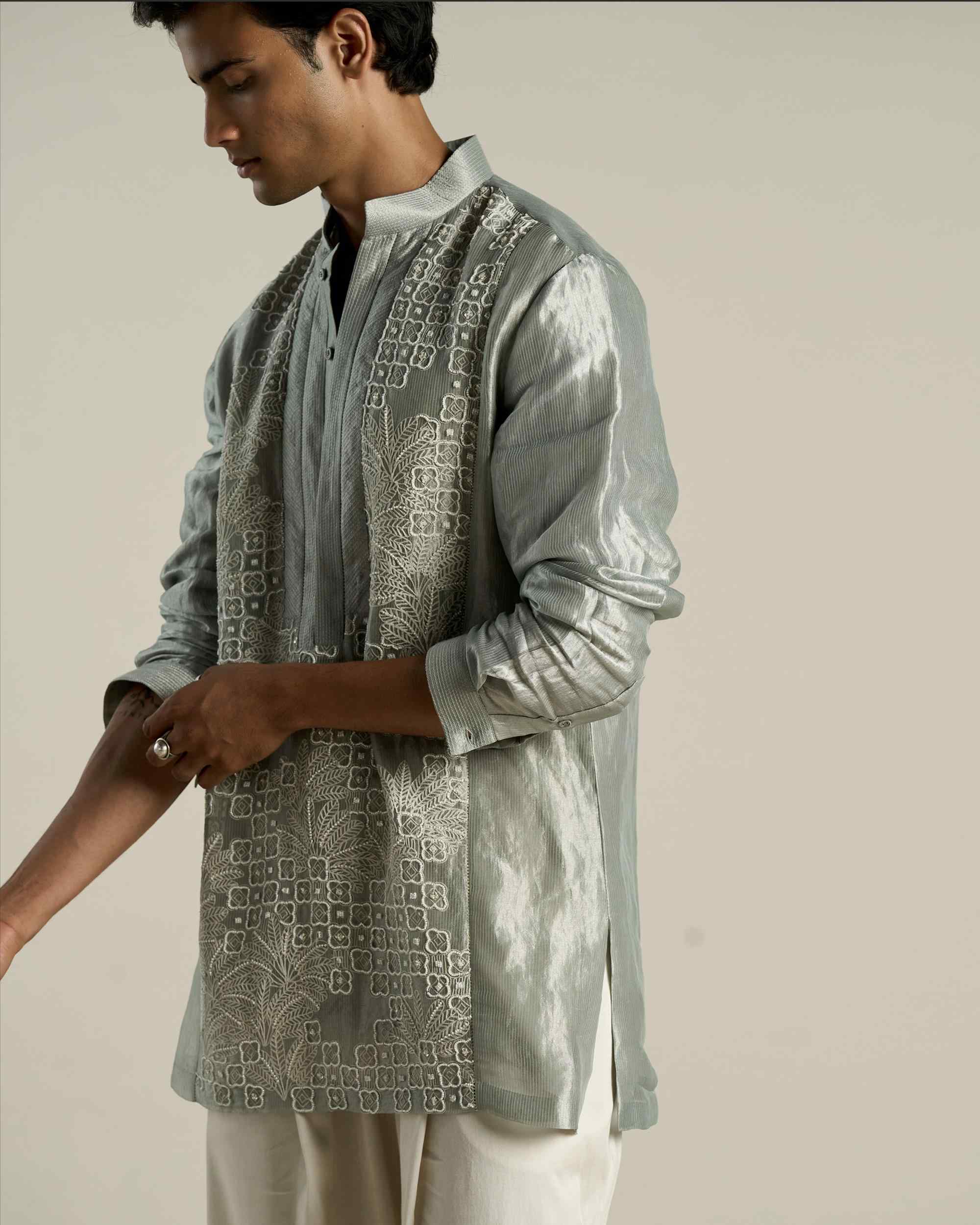 Palm Jharokha Tissue Kurta