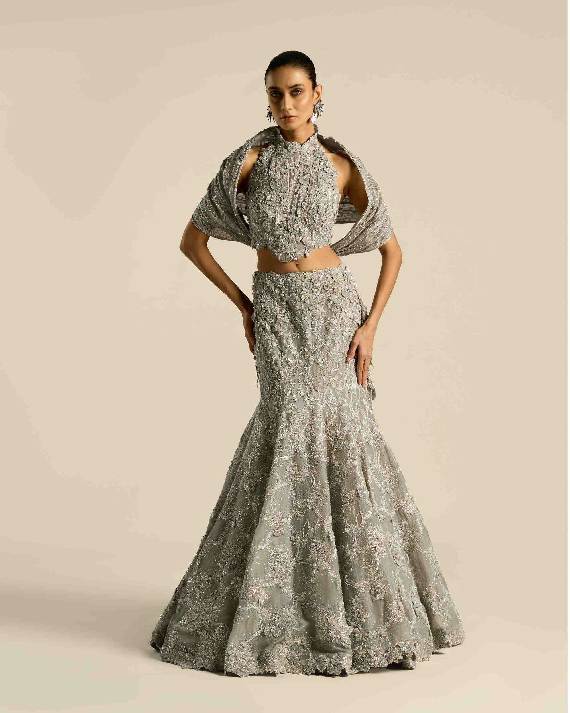 Botanical Jharokha Fishtail Lehenga Set