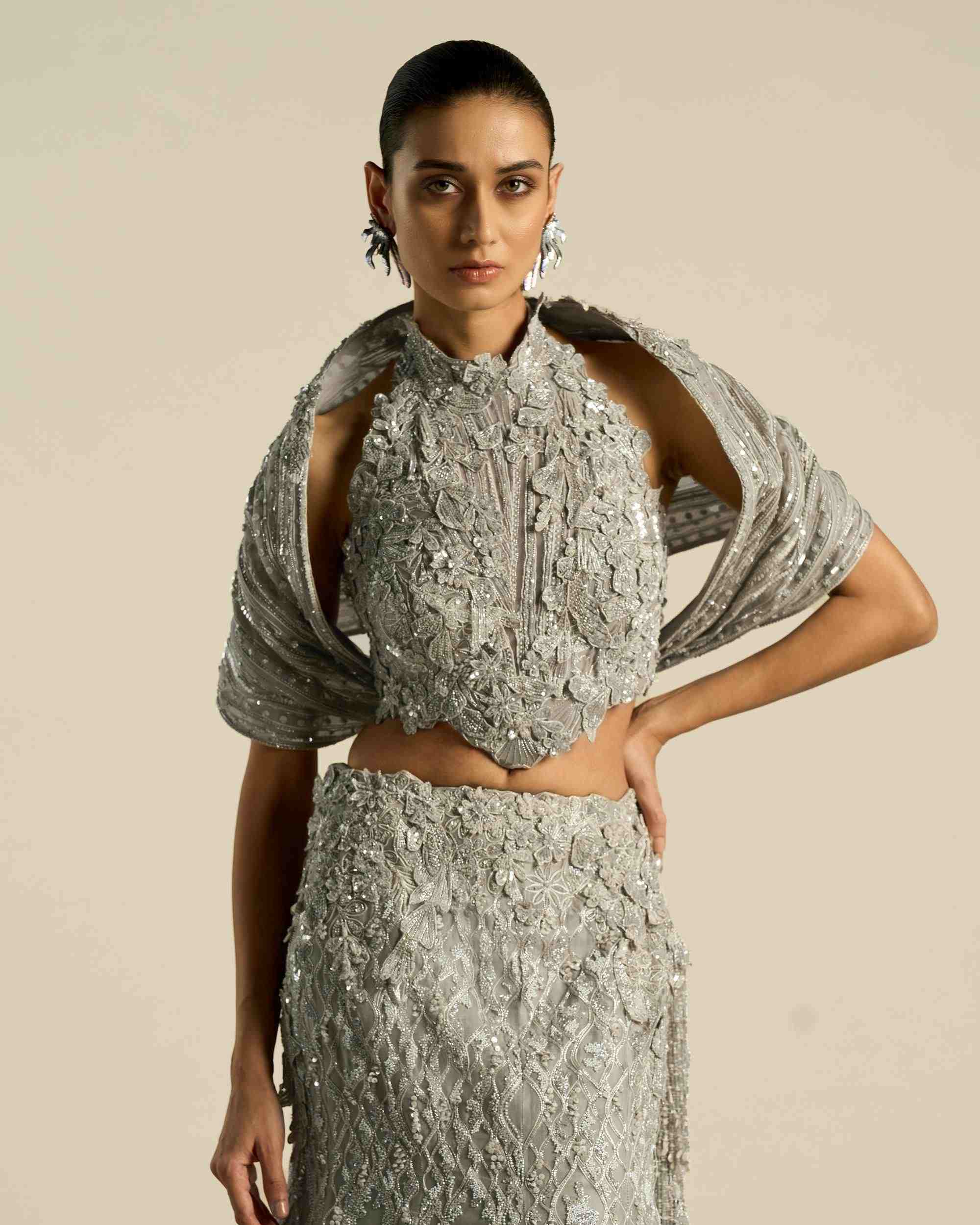 Botanical Jharokha Fishtail Lehenga Set