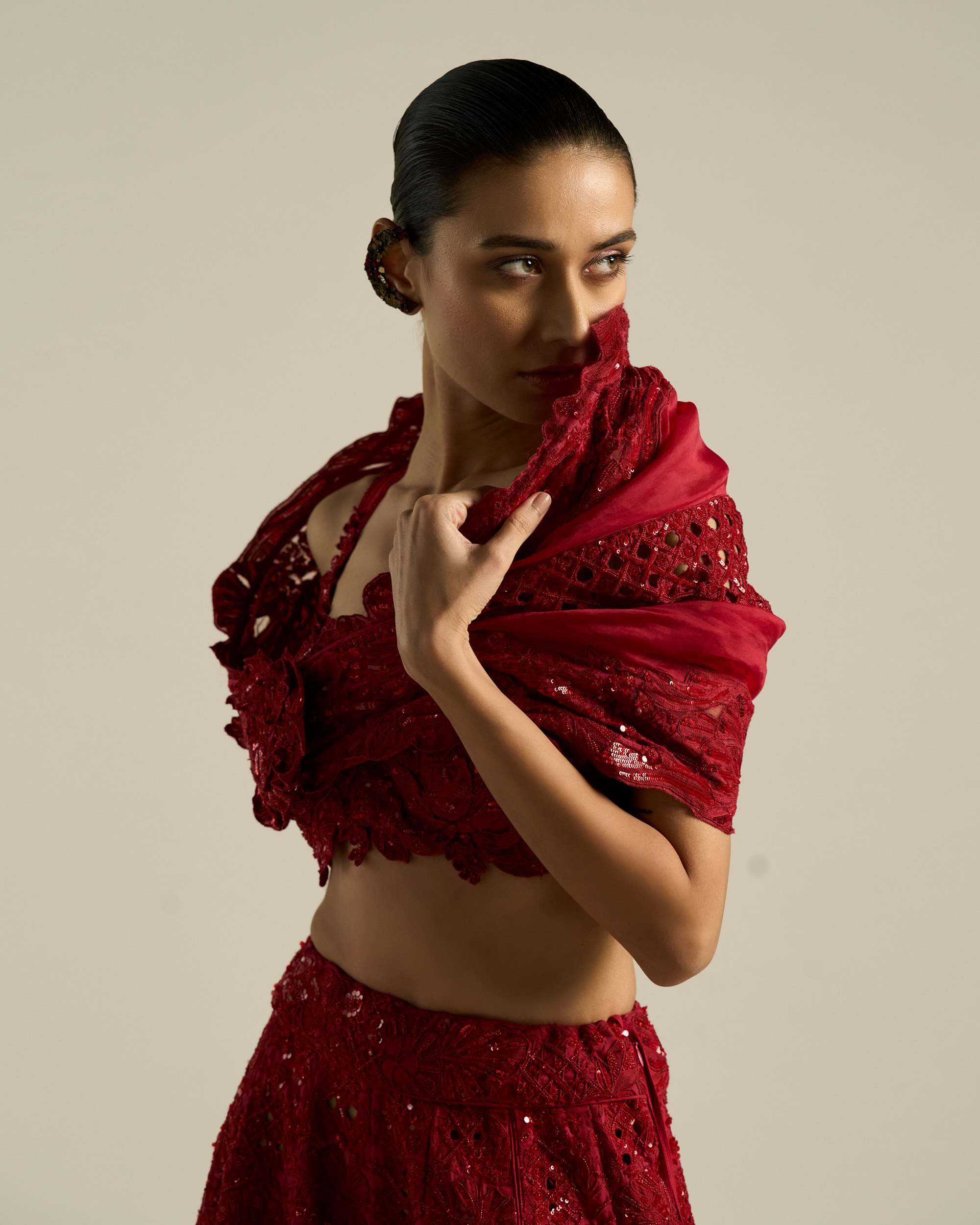 Floral Bunai Cutwork Lehenga Set