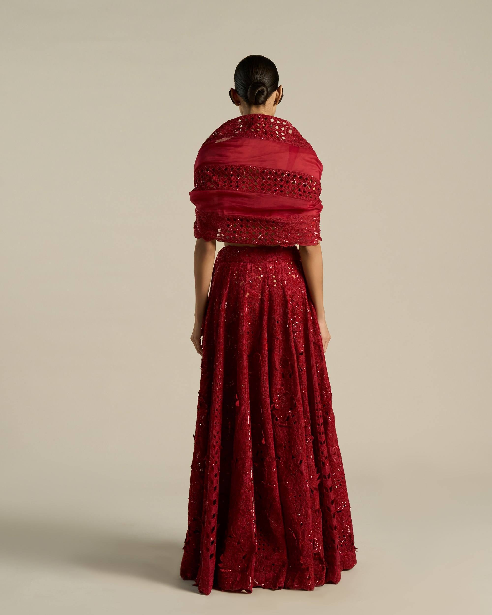 Floral Bunai Cutwork Lehenga Set