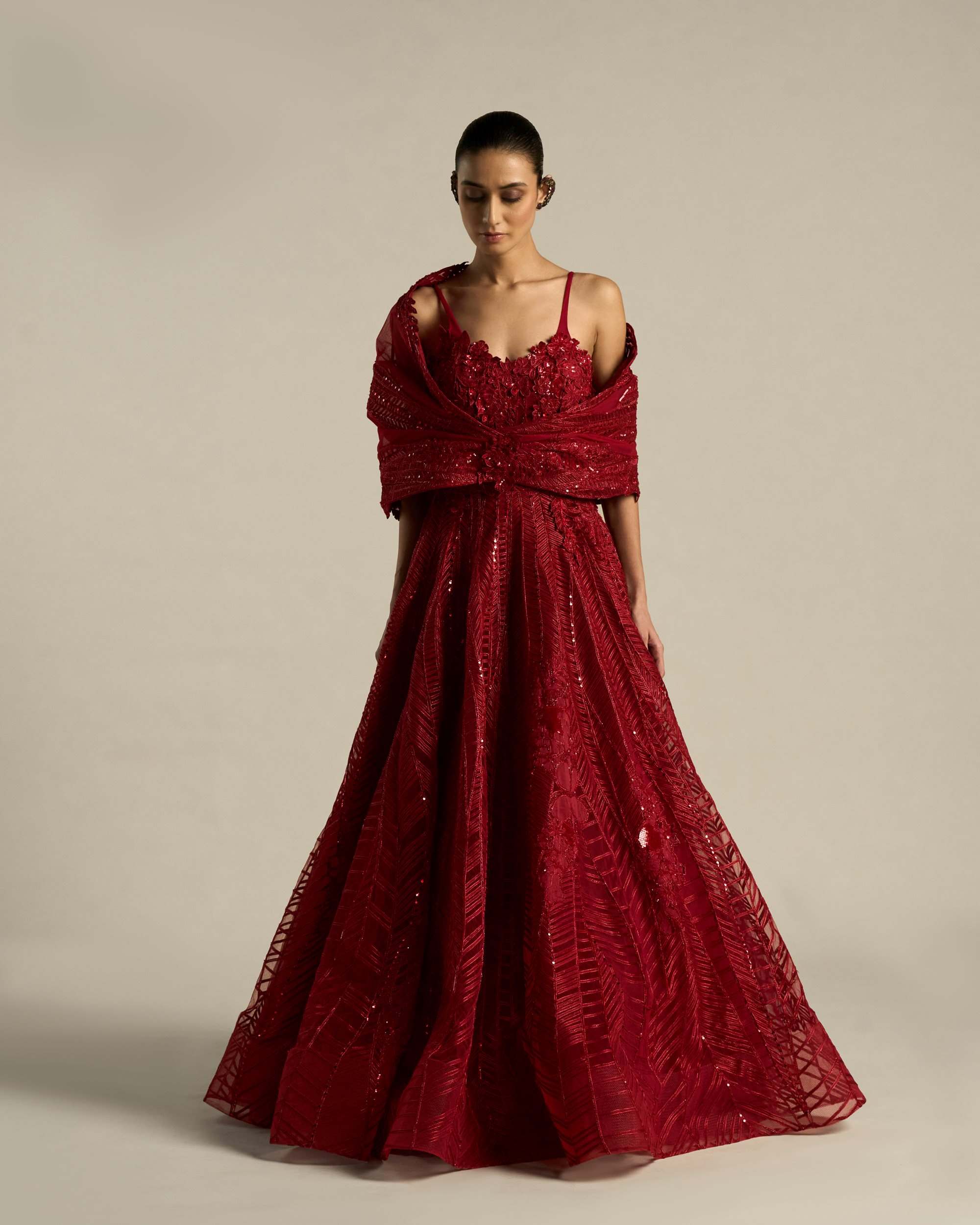 Chevron Botanical Ballgown