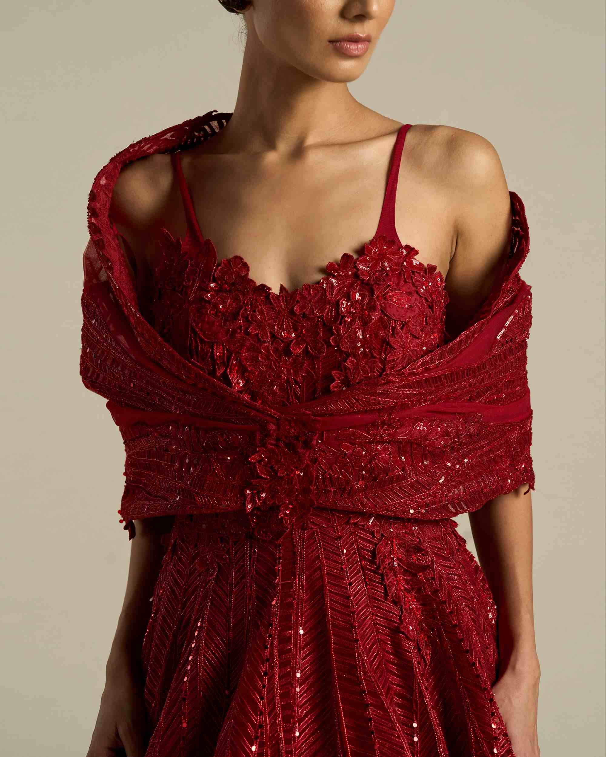 Chevron Botanical Ballgown