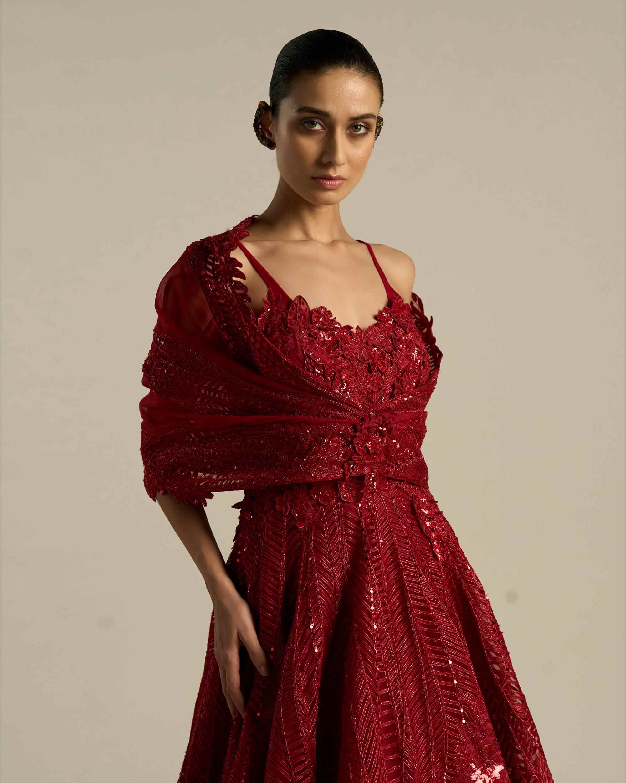 Chevron Botanical Ballgown