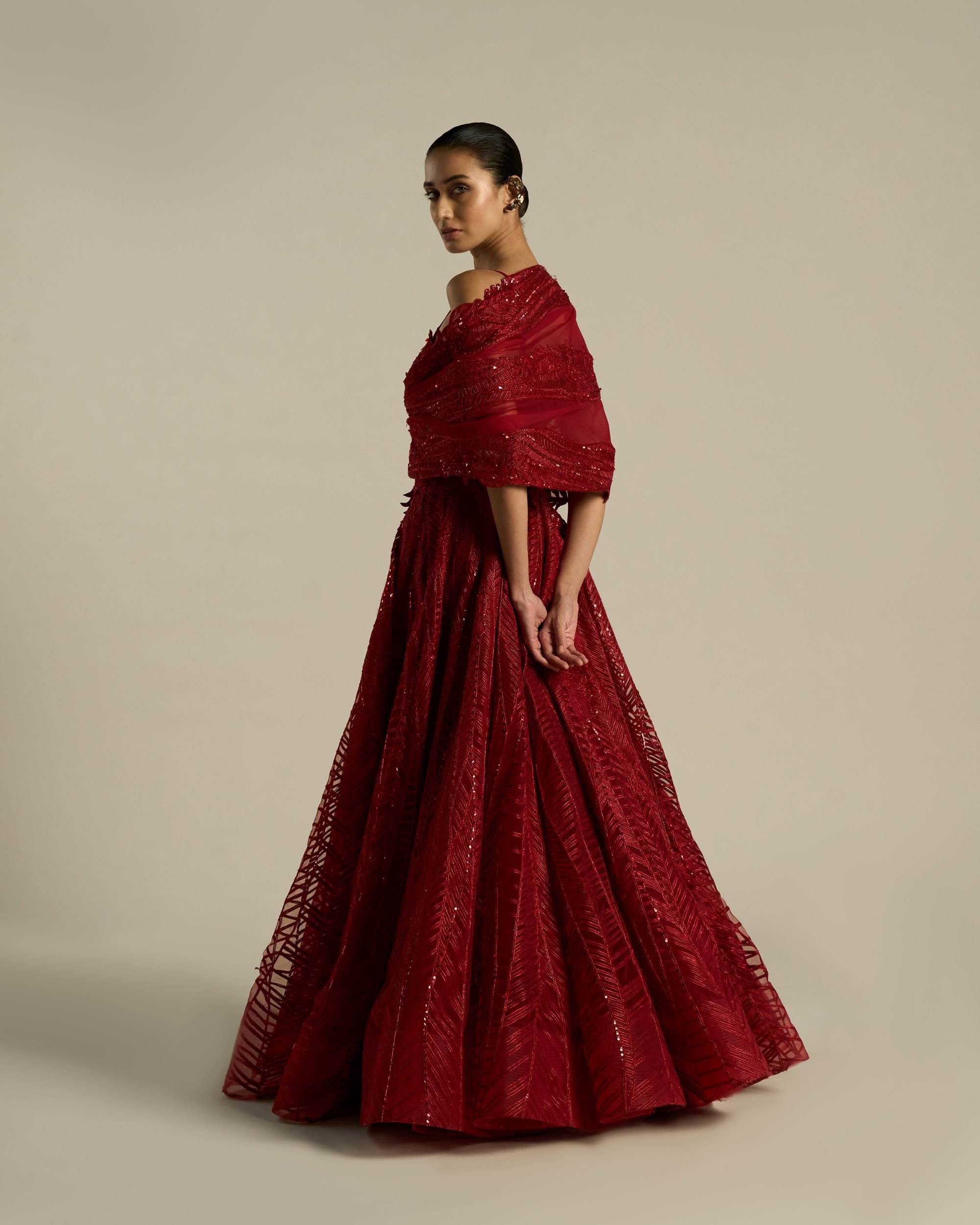 Chevron Botanical Ballgown