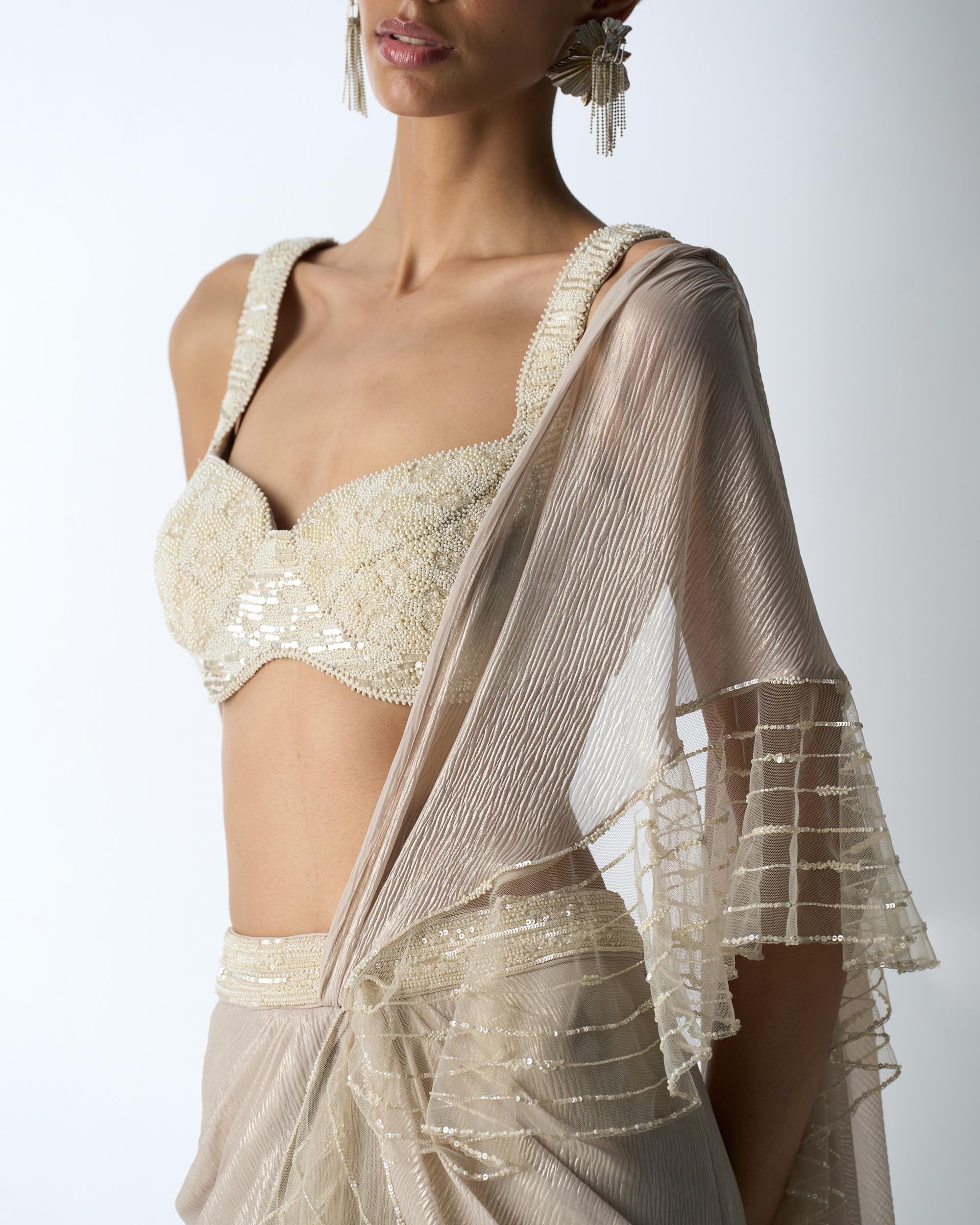 Pearl Island Frill Saree