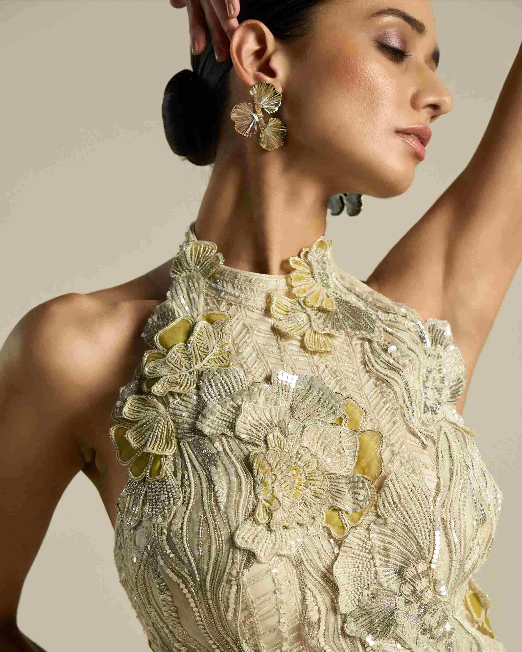 Chevron Swirl Hibiscus Halter Dress