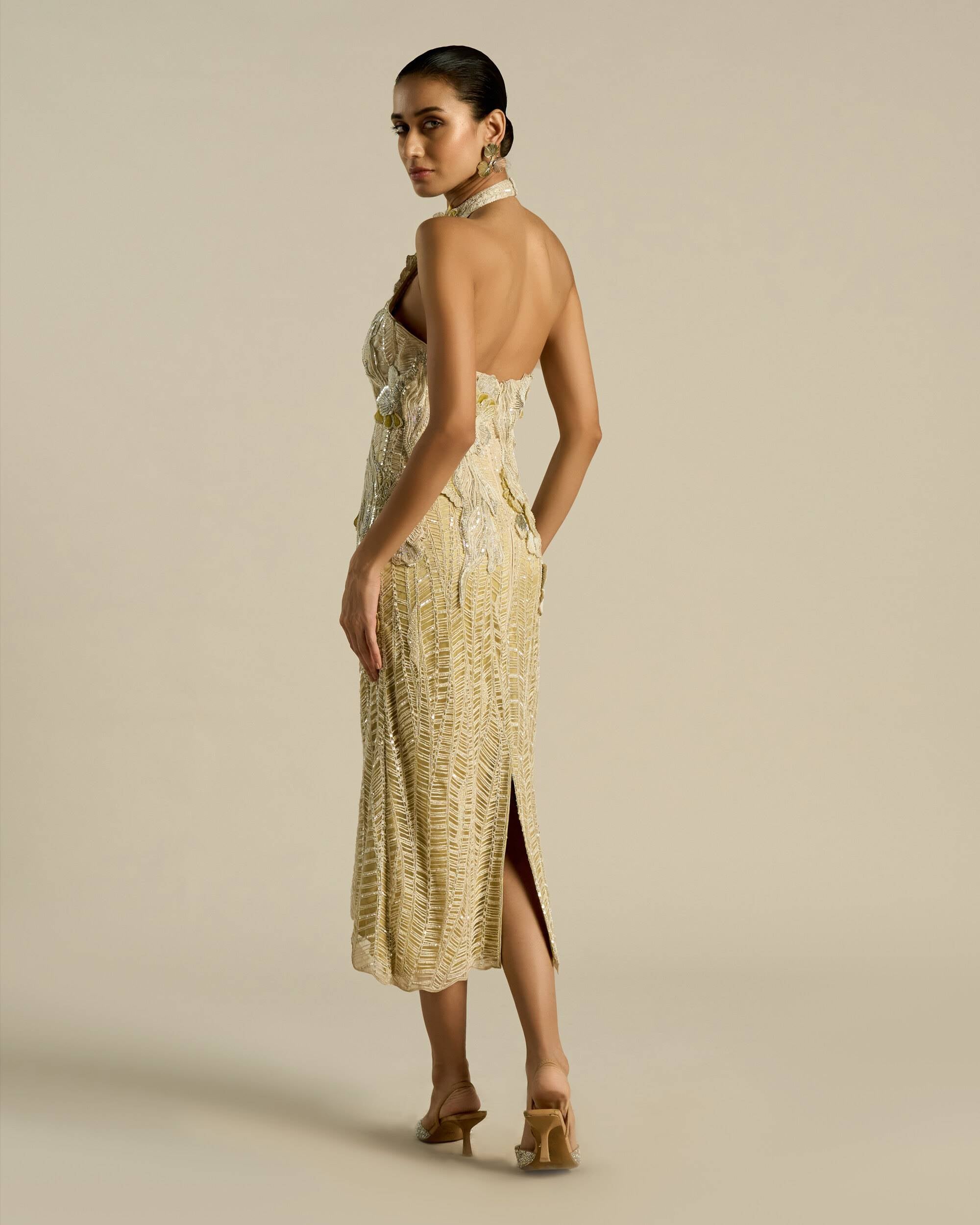 Chevron Swirl Hibiscus Halter Dress