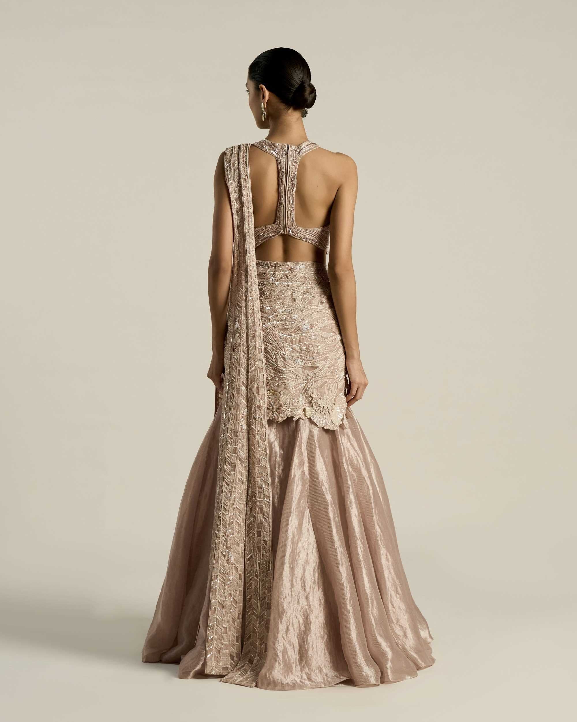 Hibiscus Swirl Saree Set