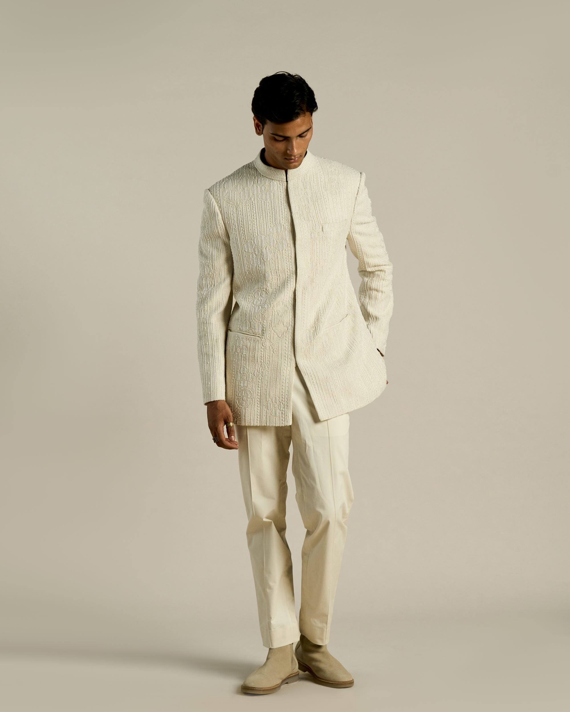 Poppy Line Art Bandhgala