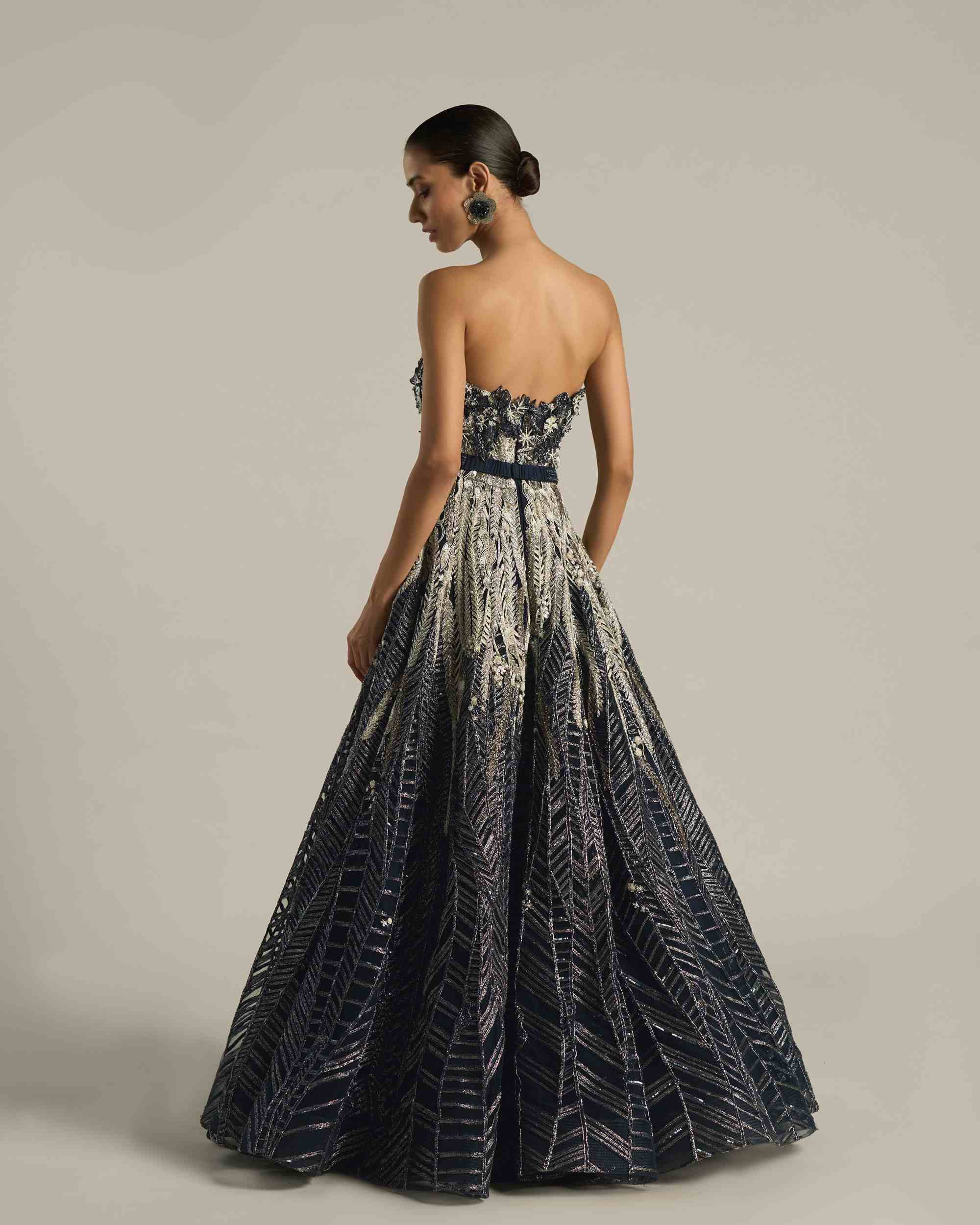 Botanical Chevron Ombre Ballgown