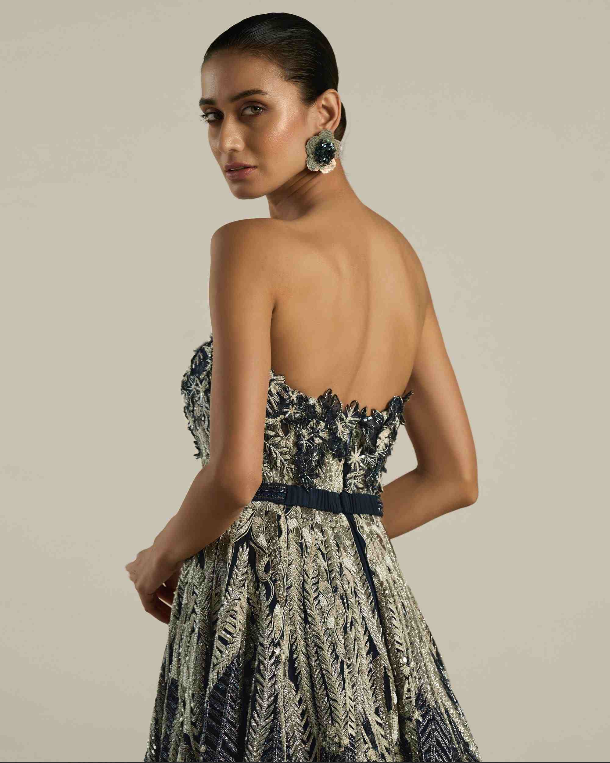 Botanical Chevron Ombre Ballgown