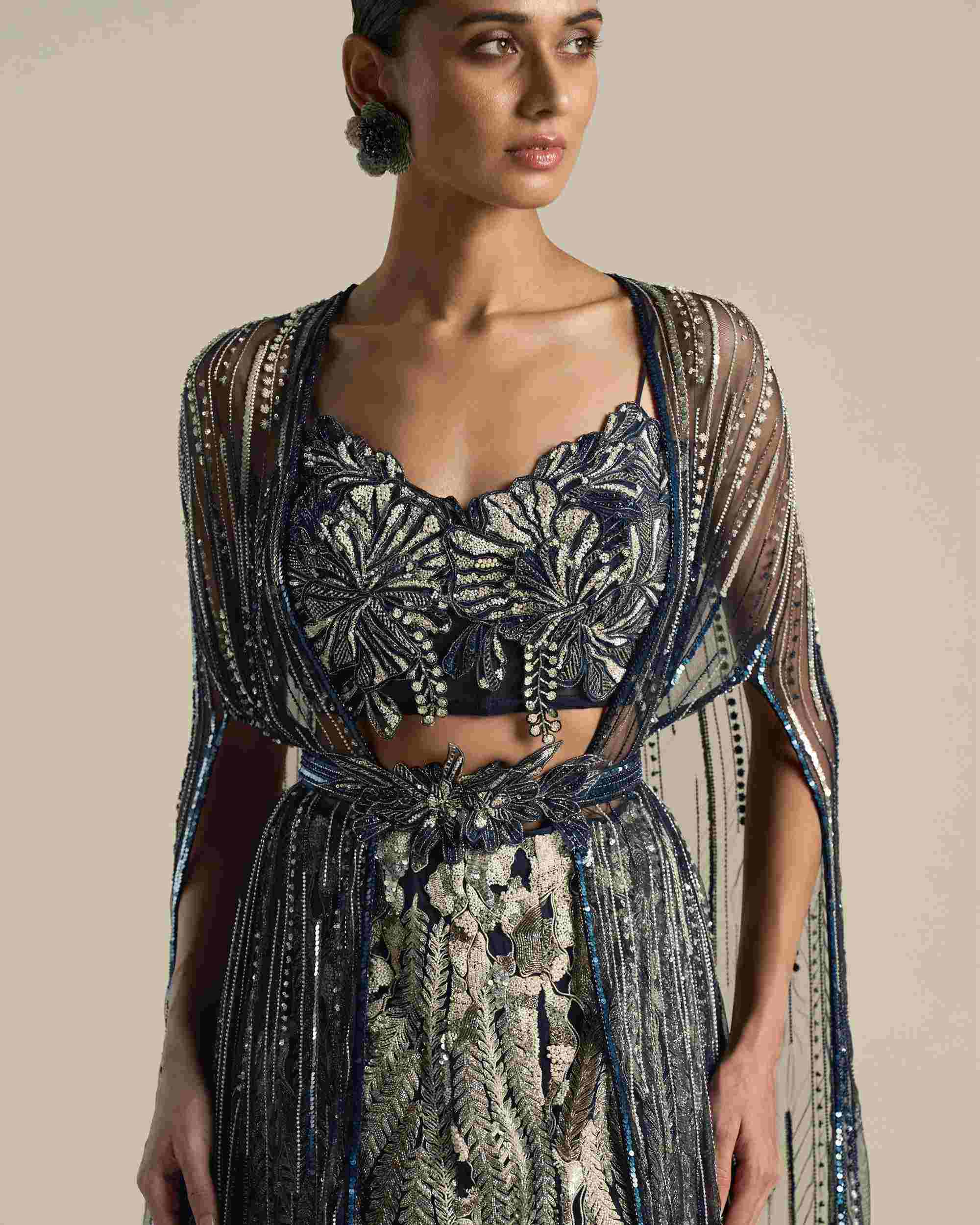 Wave Chevron Lehenga Set