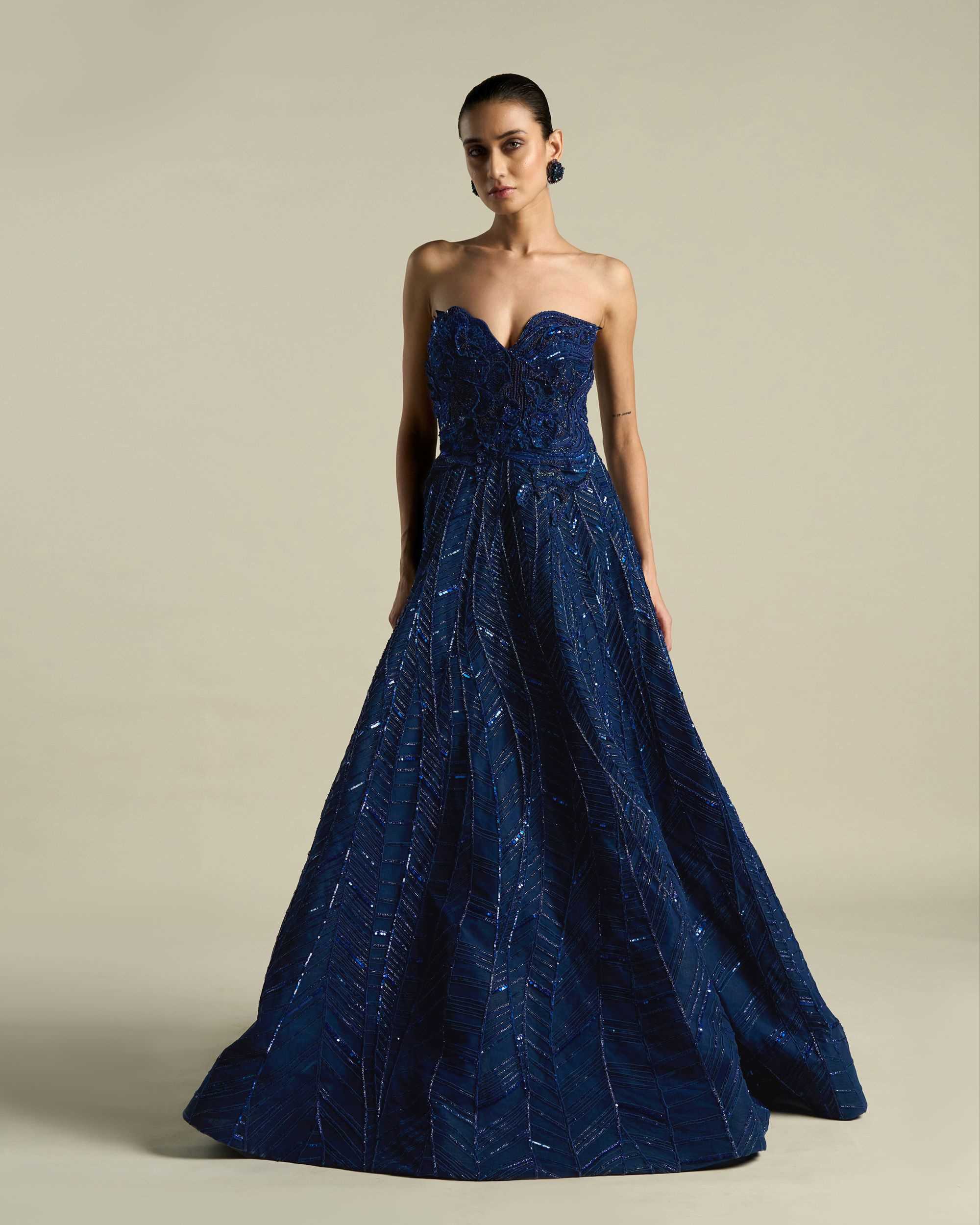 Jumbo Hibiscus Chevron Ballgown