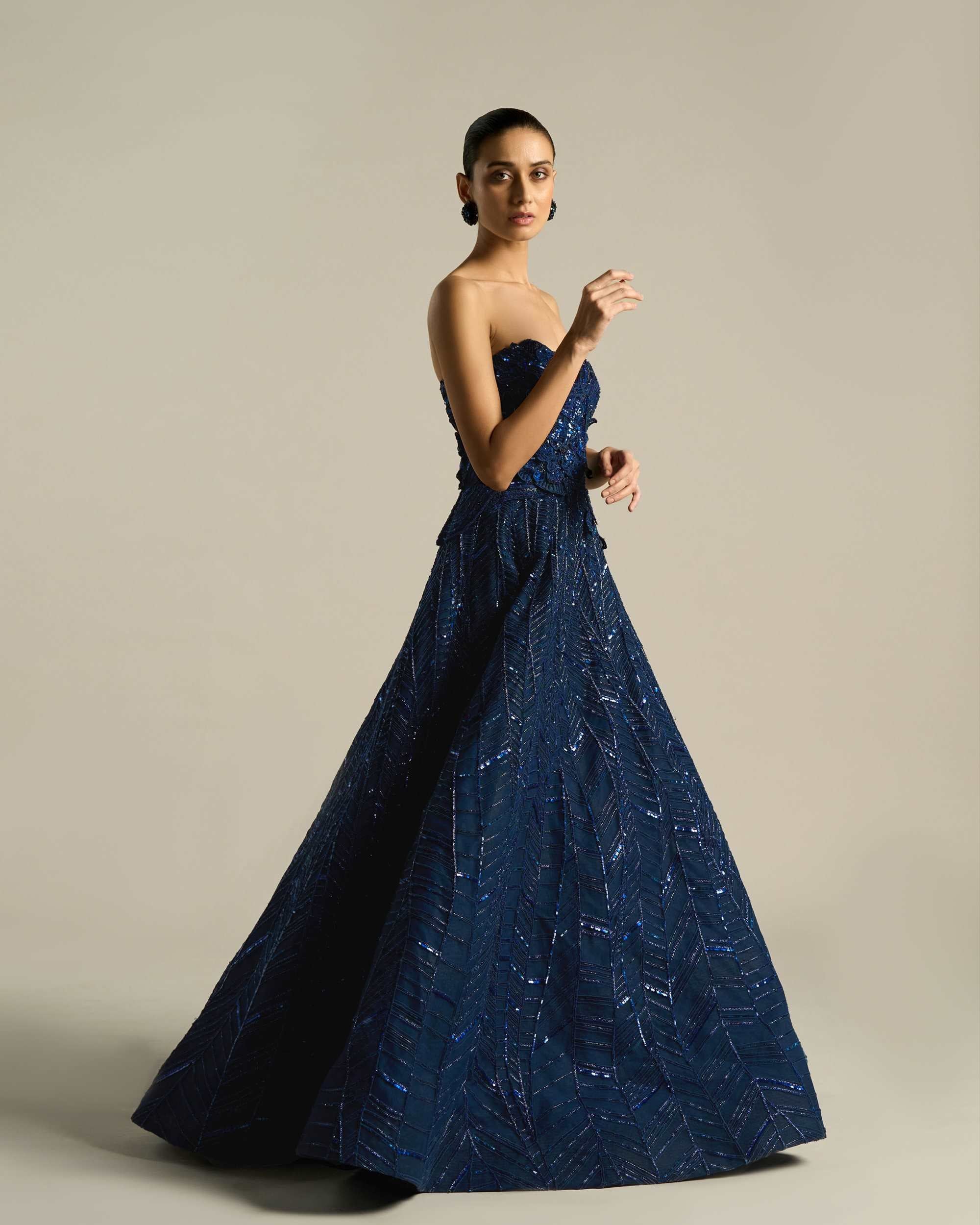 Jumbo Hibiscus Chevron Ballgown