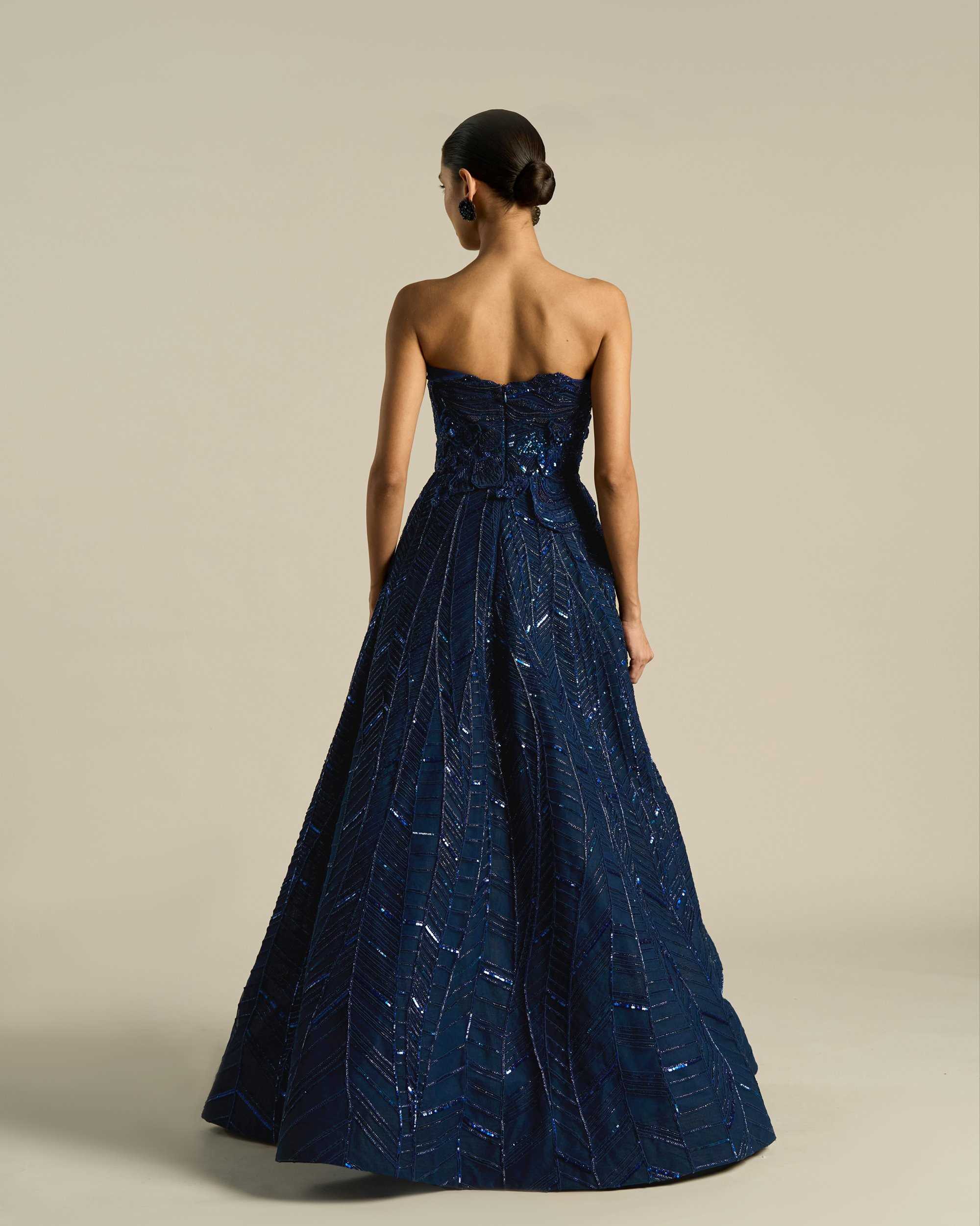 Jumbo Hibiscus Chevron Ballgown