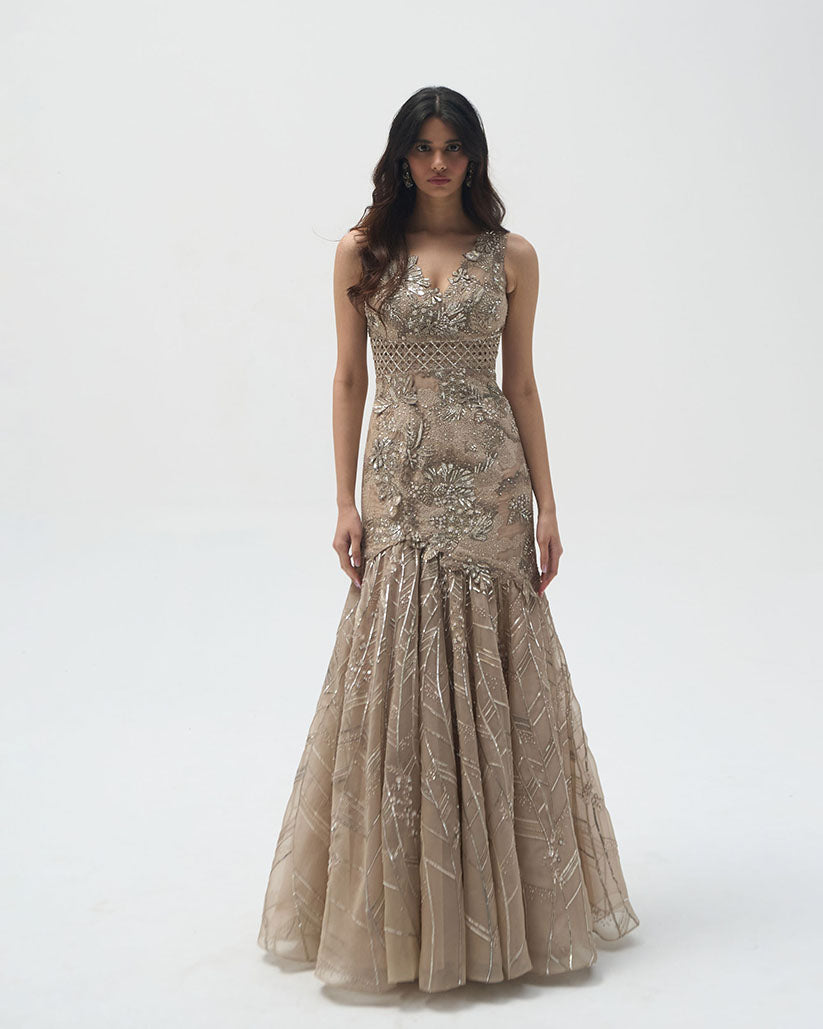 Sand Stone foliage Gown