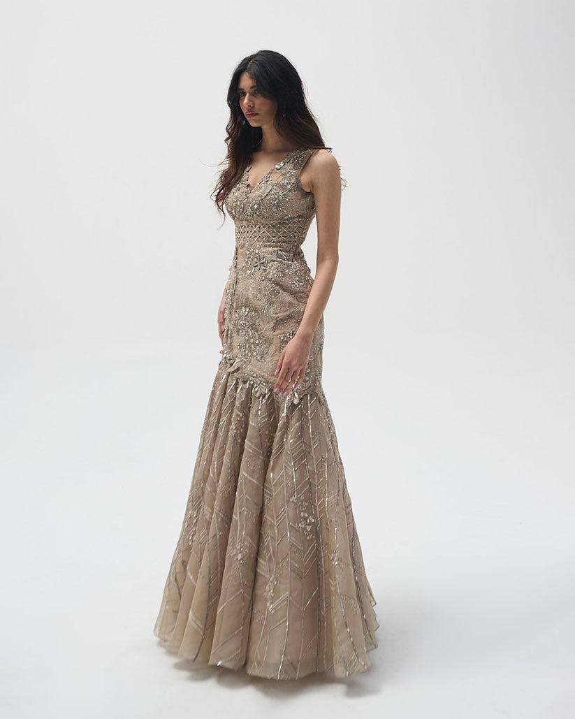 Sand Stone foliage Gown