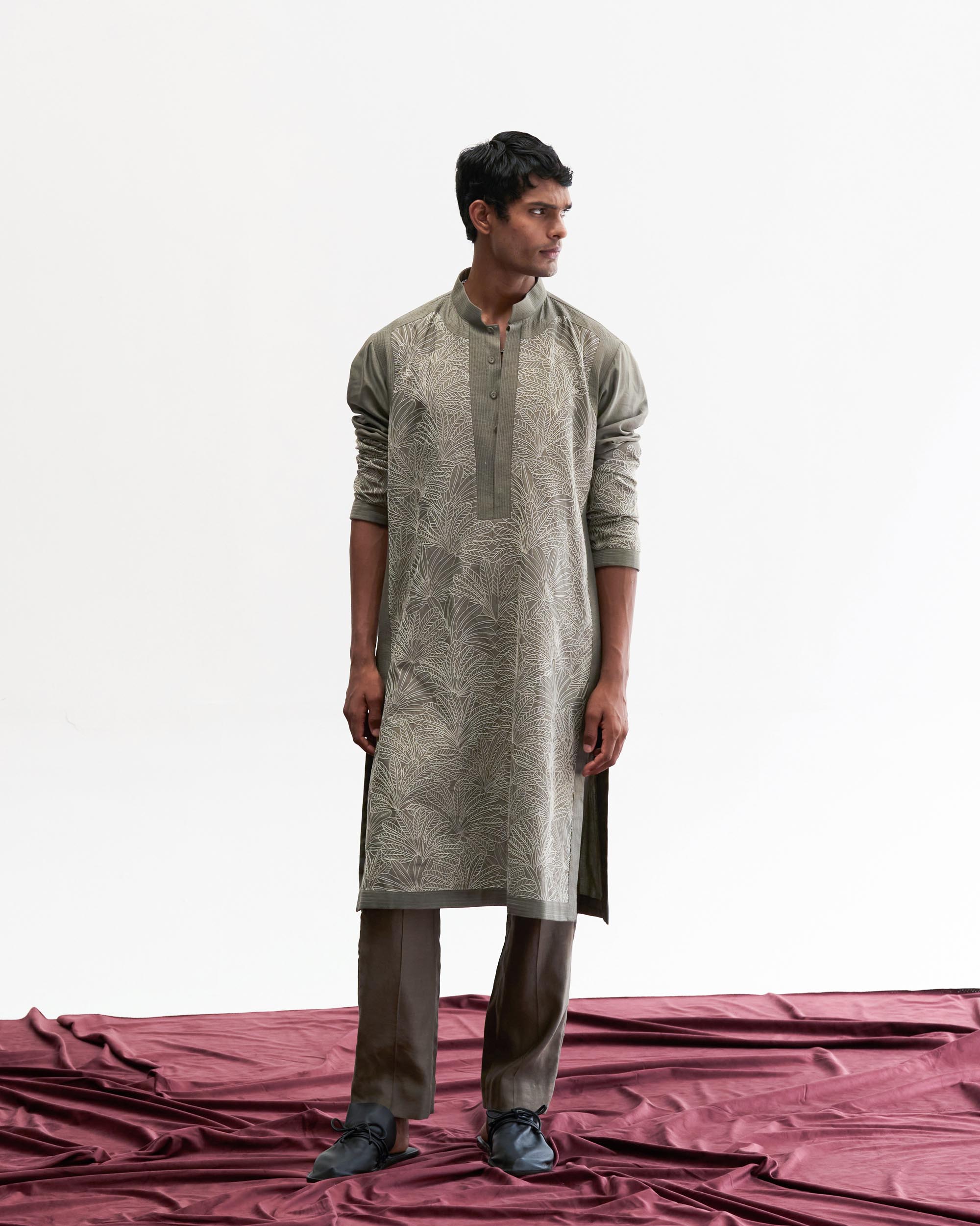 Palm foliage Kurta Set