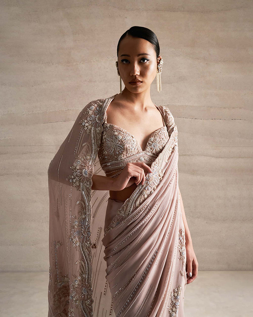 Hibiscus Border Saree Set