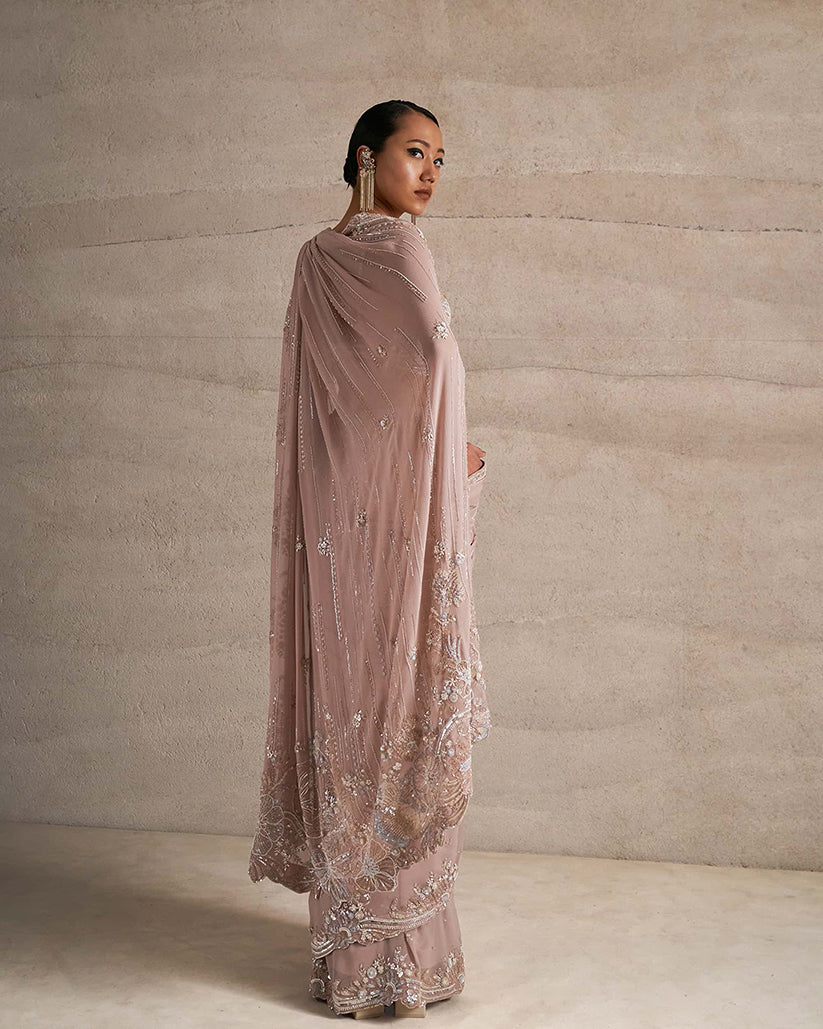 Hibiscus Border Saree Set