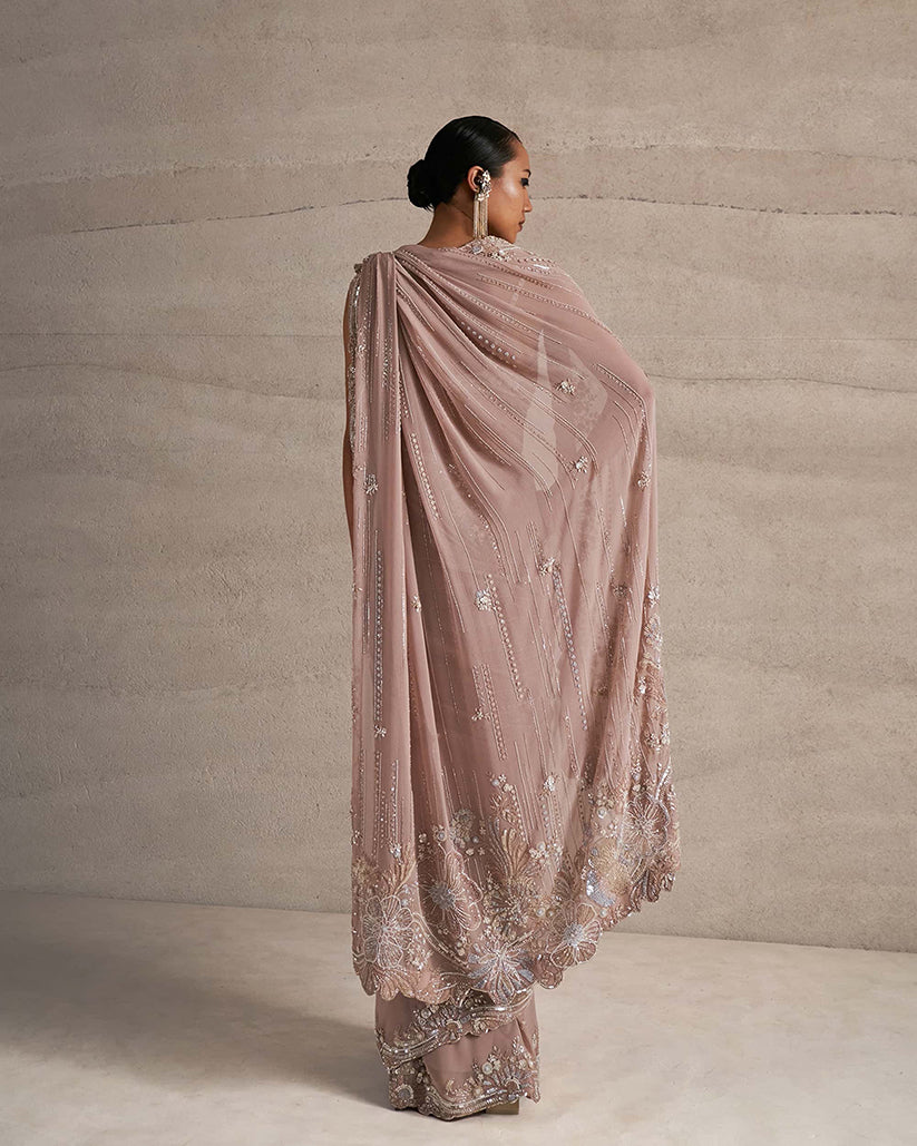 Hibiscus Border Saree Set