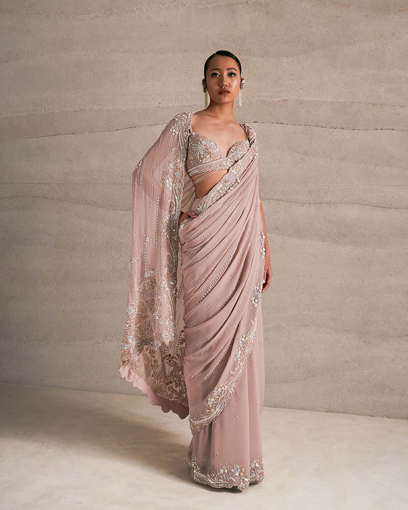 Hibiscus Border Saree Set